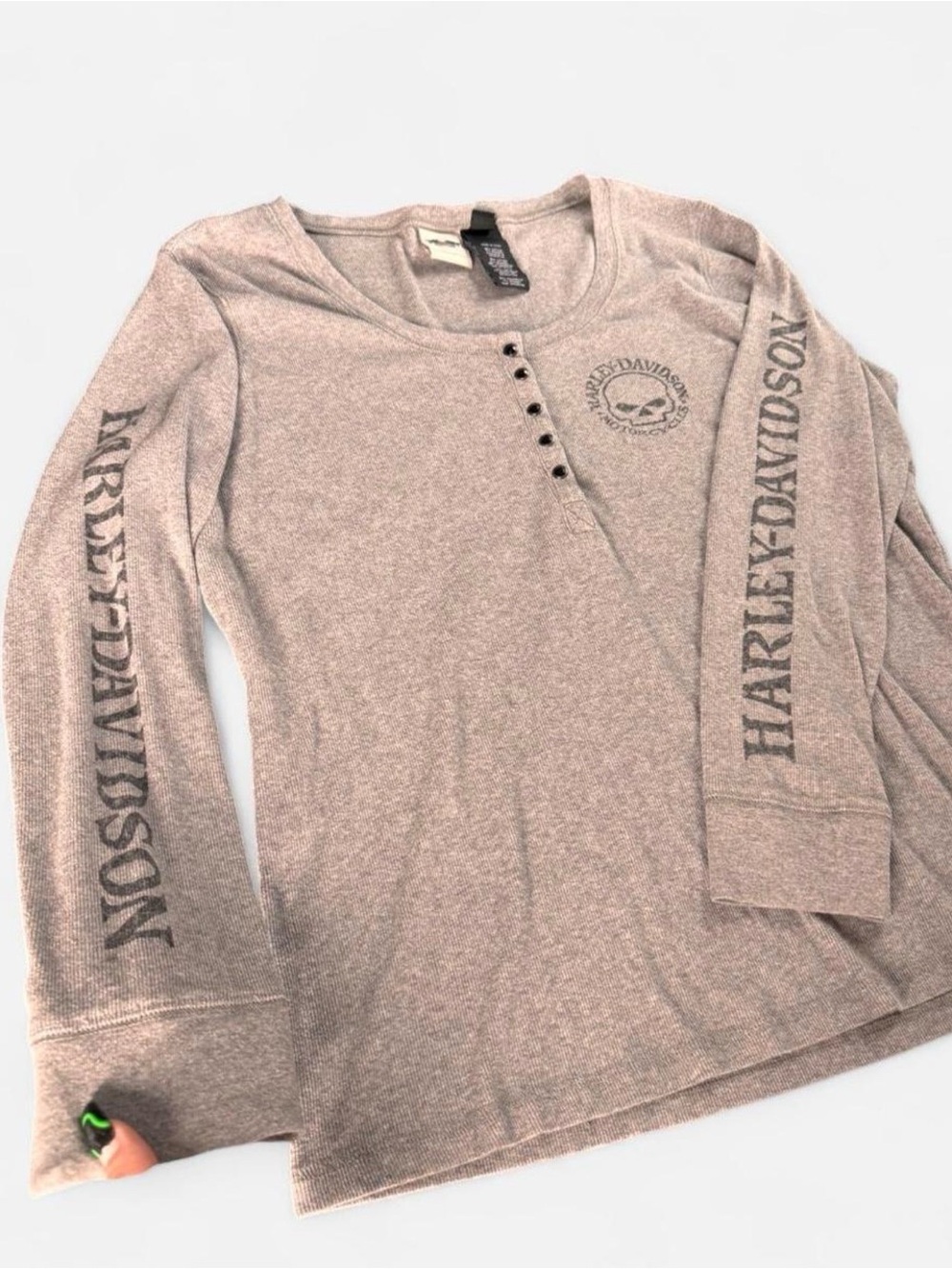 Harley-Davidson Women's Long Sleeve Henley Top - Mauve Heather